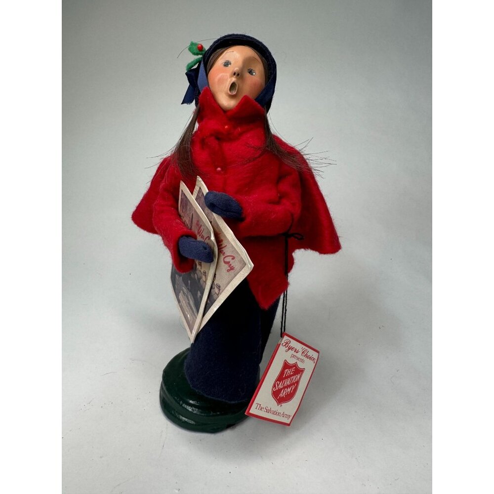 Byers' Choice 1995 Salvation Army Caroler Girl with War Cries Newspapers Bright
